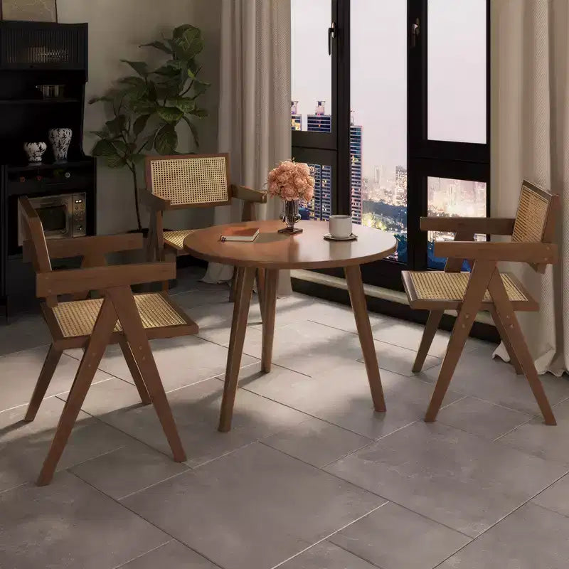 JVNOXK Sedie da Pranzo Moderne di Metà Secolo Set da 2, Sedie con Accenti in Rattan, Comode Poltrone, Sedie da Esterno in Legno con Braccioli per Camera da Letto, Marroni