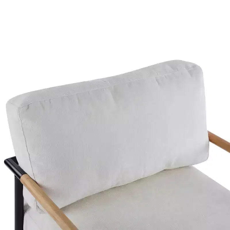 MAYEERTY 27.56 Poltrona d'accento moderna, cuscini imbottiti, struttura in metallo minimalista, braccioli in legno, soggiorno, camera da letto, ufficio