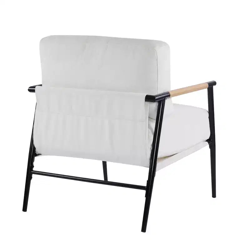 MAYEERTY 27.56 Poltrona d'accento moderna, cuscini imbottiti, struttura in metallo minimalista, braccioli in legno, soggiorno, camera da letto, ufficio