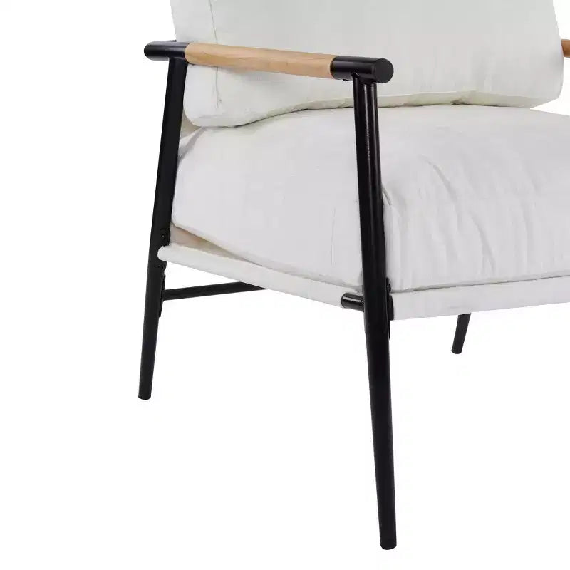 MAYEERTY 27.56 Poltrona d'accento moderna, cuscini imbottiti, struttura in metallo minimalista, braccioli in legno, soggiorno, camera da letto, ufficio
