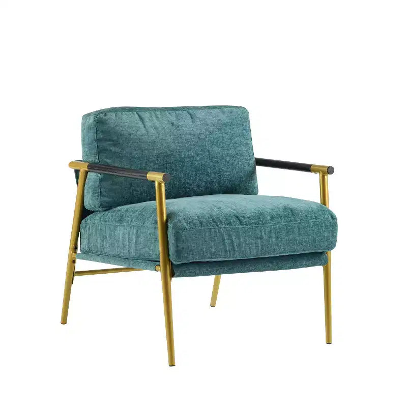 MAYEERTY 27.56 Poltrona d'accento moderna, cuscini imbottiti, struttura in metallo minimalista, braccioli in legno, soggiorno, camera da letto, ufficio