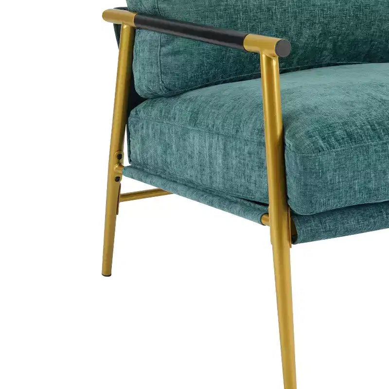 MAYEERTY 27.56 Poltrona d'accento moderna, cuscini imbottiti, struttura in metallo minimalista, braccioli in legno, soggiorno, camera da letto, ufficio
