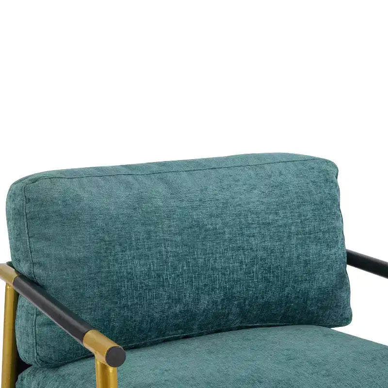 MAYEERTY 27.56 Poltrona d'accento moderna, cuscini imbottiti, struttura in metallo minimalista, braccioli in legno, soggiorno, camera da letto, ufficio