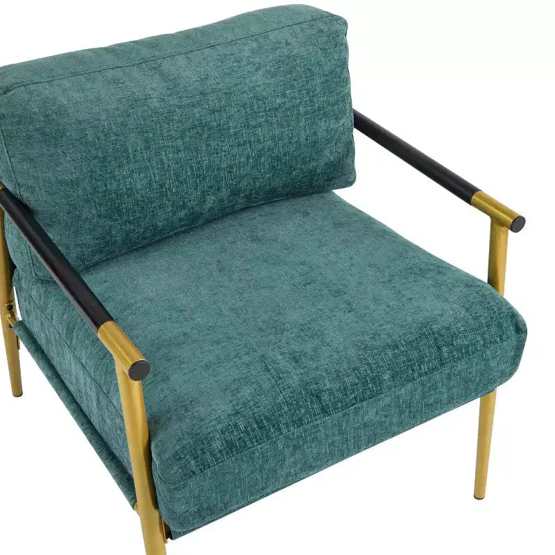 MAYEERTY 27.56 Poltrona d'accento moderna, cuscini imbottiti, struttura in metallo minimalista, braccioli in legno, soggiorno, camera da letto, ufficio