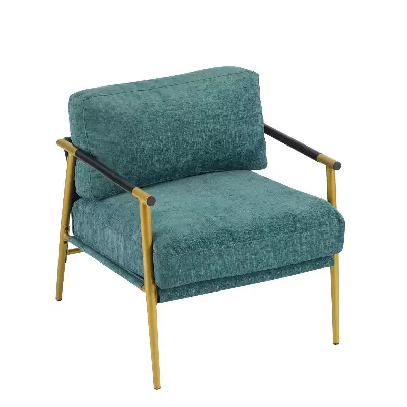 MAYEERTY 27.56 Poltrona d'accento moderna, cuscini imbottiti, struttura in metallo minimalista, braccioli in legno, soggiorno, camera da letto, ufficio