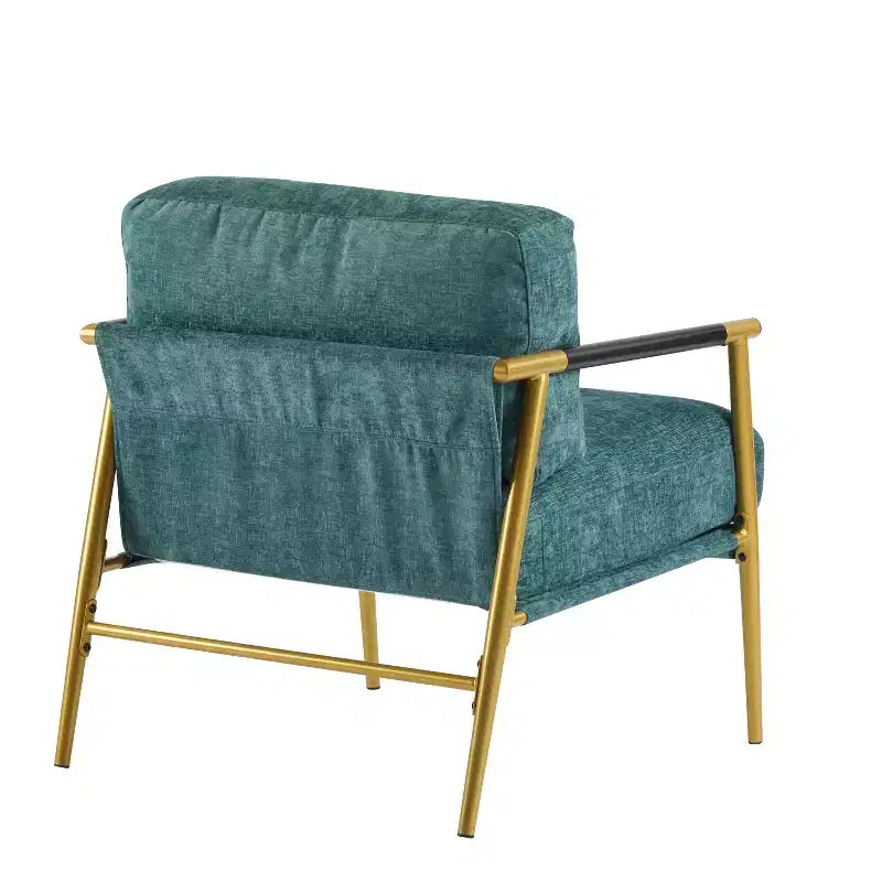 MAYEERTY 27.56 Poltrona d'accento moderna, cuscini imbottiti, struttura in metallo minimalista, braccioli in legno, soggiorno, camera da letto, ufficio