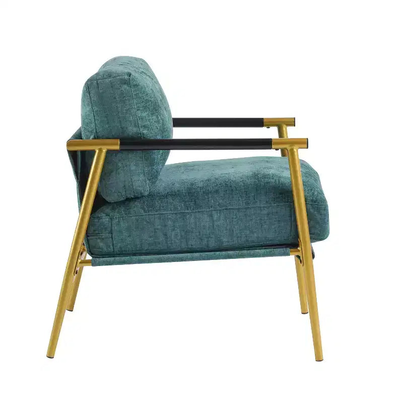 MAYEERTY 27.56 Poltrona d'accento moderna, cuscini imbottiti, struttura in metallo minimalista, braccioli in legno, soggiorno, camera da letto, ufficio
