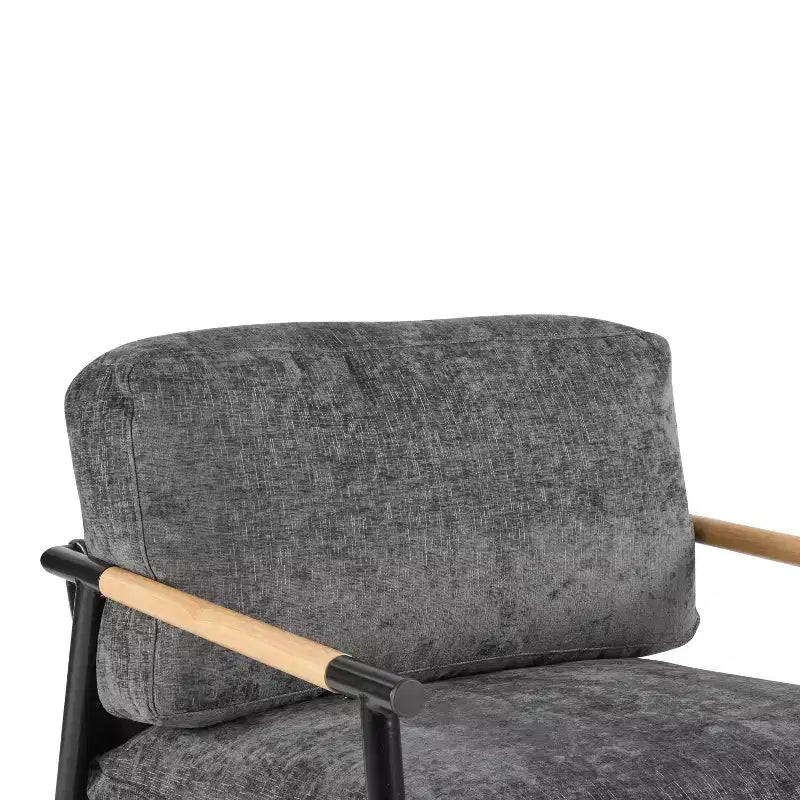 MAYEERTY 27.56 Poltrona d'accento moderna, cuscini imbottiti, struttura in metallo minimalista, braccioli in legno, soggiorno, camera da letto, ufficio