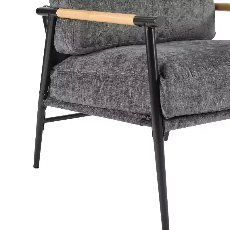 MAYEERTY 27.56 Poltrona d'accento moderna, cuscini imbottiti, struttura in metallo minimalista, braccioli in legno, soggiorno, camera da letto, ufficio