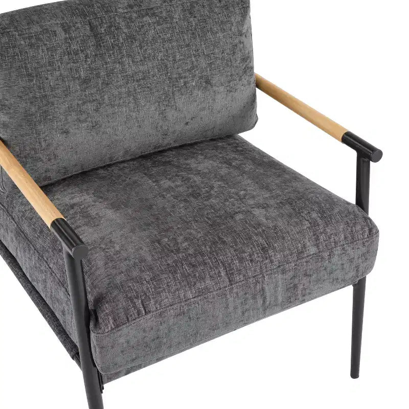 MAYEERTY 27.56 Poltrona d'accento moderna, cuscini imbottiti, struttura in metallo minimalista, braccioli in legno, soggiorno, camera da letto, ufficio