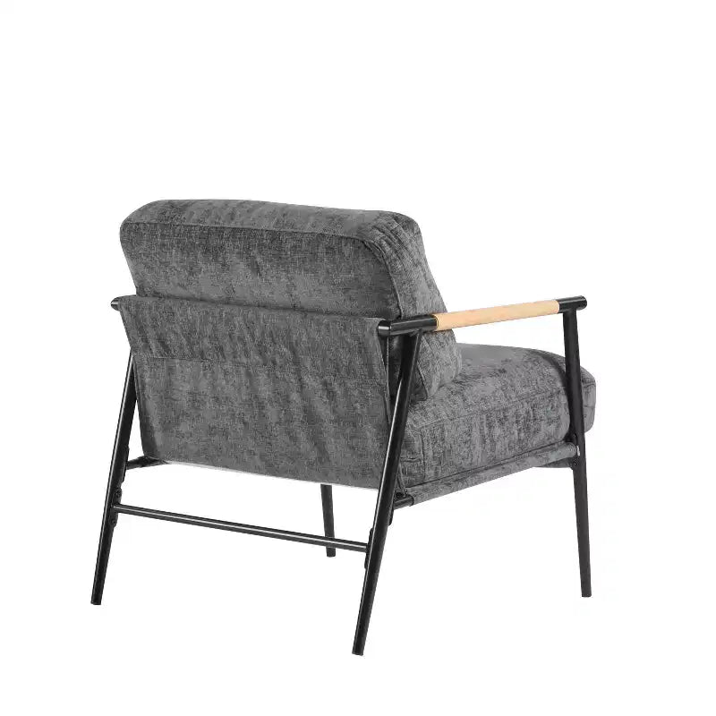 MAYEERTY 27.56 Poltrona d'accento moderna, cuscini imbottiti, struttura in metallo minimalista, braccioli in legno, soggiorno, camera da letto, ufficio