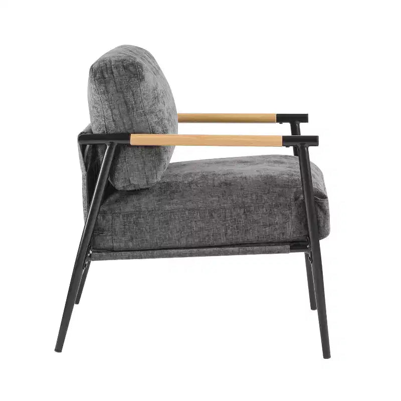 MAYEERTY 27.56 Poltrona d'accento moderna, cuscini imbottiti, struttura in metallo minimalista, braccioli in legno, soggiorno, camera da letto, ufficio