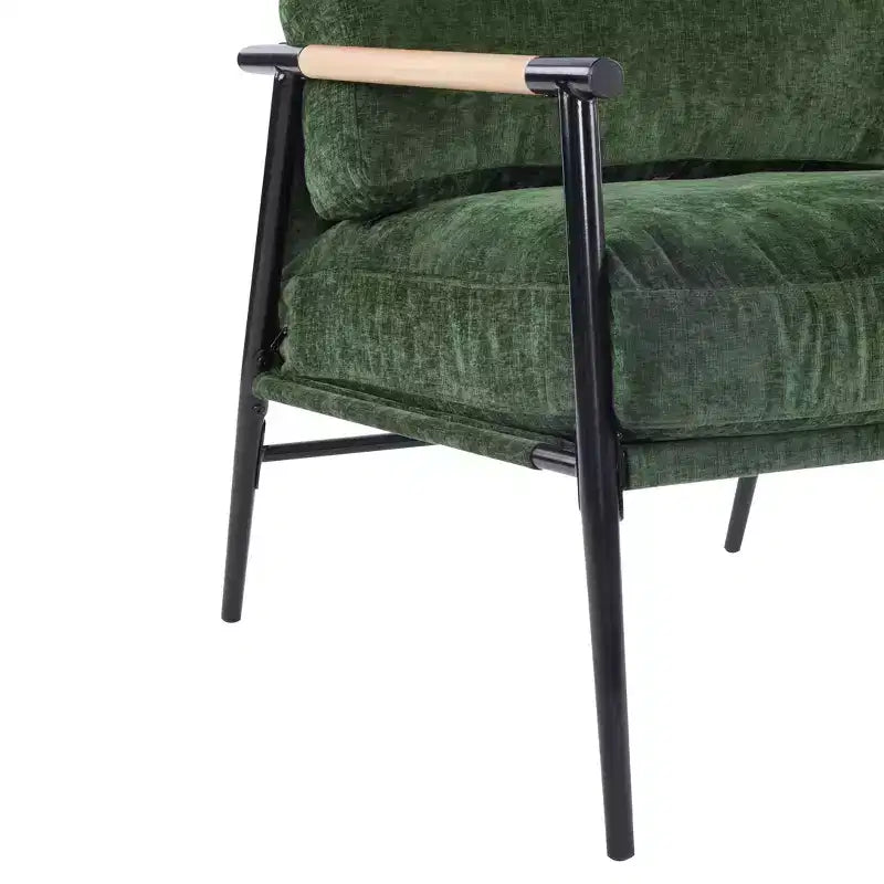 MAYEERTY 27.56 Poltrona d'accento moderna, cuscini imbottiti, struttura in metallo minimalista, braccioli in legno, soggiorno, camera da letto, ufficio
