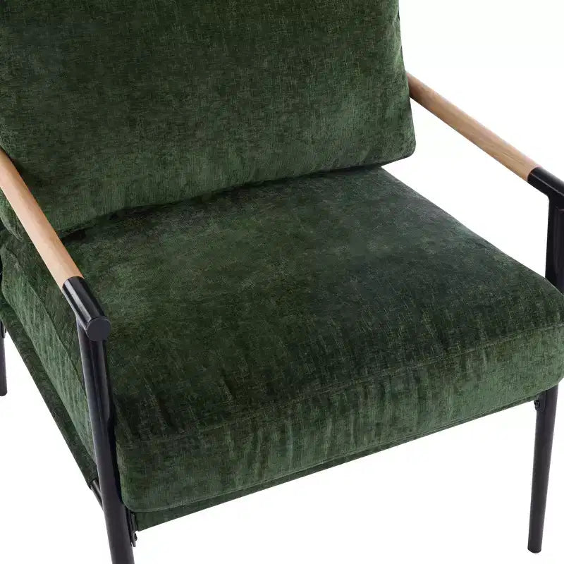 MAYEERTY 27.56 Poltrona d'accento moderna, cuscini imbottiti, struttura in metallo minimalista, braccioli in legno, soggiorno, camera da letto, ufficio
