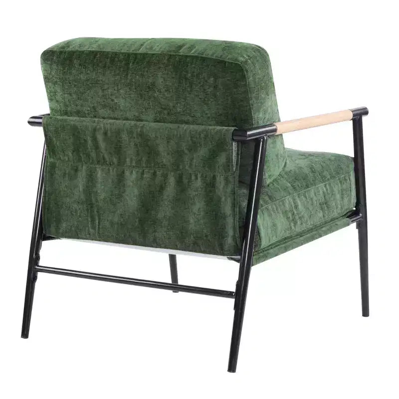 MAYEERTY 27.56 Poltrona d'accento moderna, cuscini imbottiti, struttura in metallo minimalista, braccioli in legno, soggiorno, camera da letto, ufficio