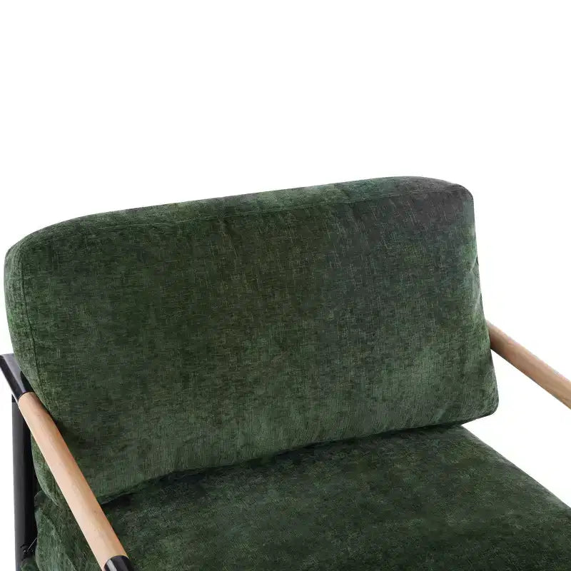 MAYEERTY 27.56 Poltrona d'accento moderna, cuscini imbottiti, struttura in metallo minimalista, braccioli in legno, soggiorno, camera da letto, ufficio