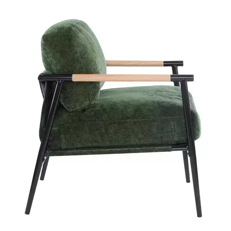 MAYEERTY 27.56 Poltrona d'accento moderna, cuscini imbottiti, struttura in metallo minimalista, braccioli in legno, soggiorno, camera da letto, ufficio