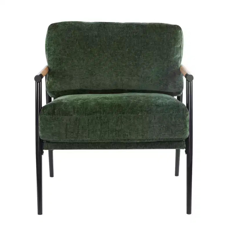 MAYEERTY 27.56 Poltrona d'accento moderna, cuscini imbottiti, struttura in metallo minimalista, braccioli in legno, soggiorno, camera da letto, ufficio