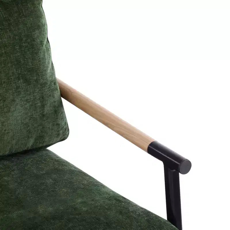 MAYEERTY 27.56 Poltrona d'accento moderna, cuscini imbottiti, struttura in metallo minimalista, braccioli in legno, soggiorno, camera da letto, ufficio