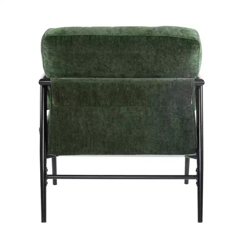 MAYEERTY 27.56 Poltrona d'accento moderna, cuscini imbottiti, struttura in metallo minimalista, braccioli in legno, soggiorno, camera da letto, ufficio