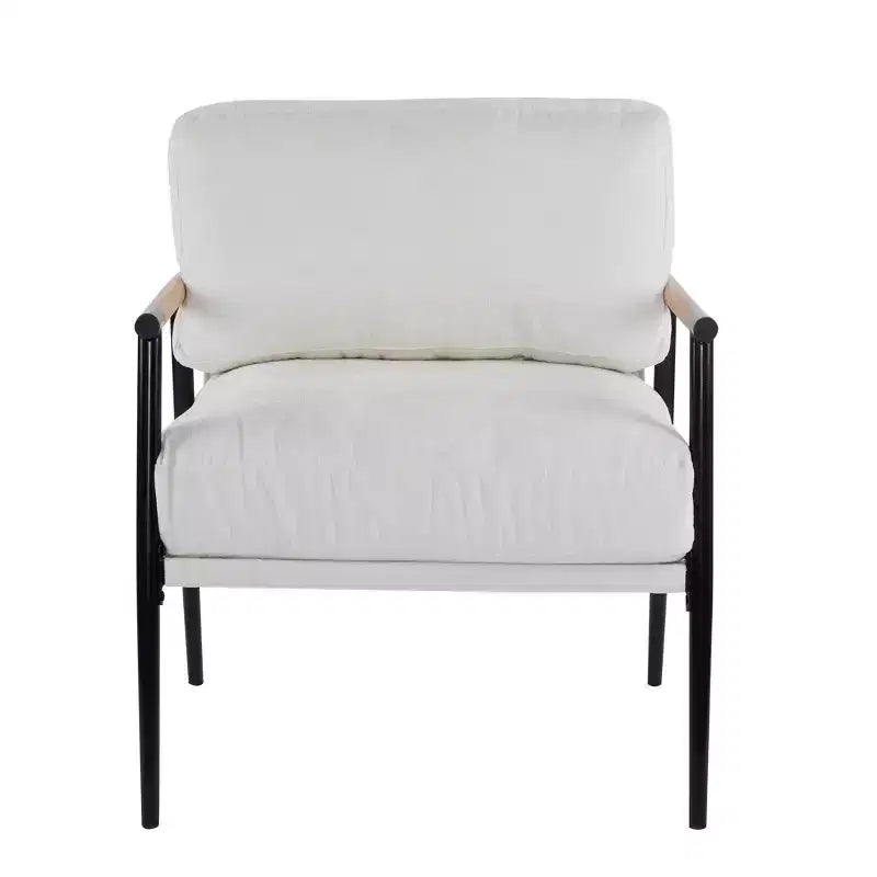 MAYEERTY 27.56 Poltrona d'accento moderna, cuscini imbottiti, struttura in metallo minimalista, braccioli in legno, soggiorno, camera da letto, ufficio