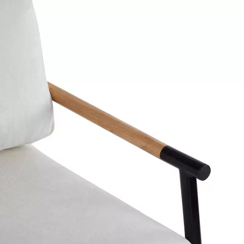 MAYEERTY 27.56 Poltrona d'accento moderna, cuscini imbottiti, struttura in metallo minimalista, braccioli in legno, soggiorno, camera da letto, ufficio