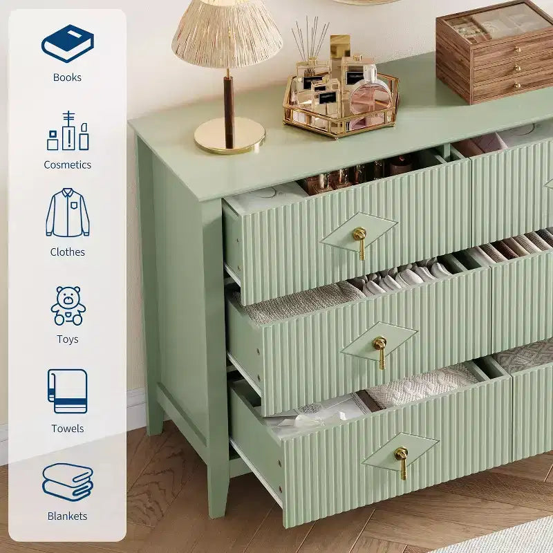 Cassettiera scanalata Acekool 54 a 6 cassetti, mobile contenitore moderno largo con cassetti profondi e kit anti-ribaltamento