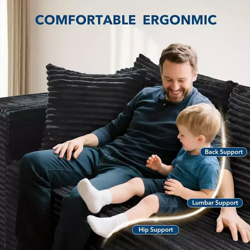 Divano a Combinazione a Forma di Nuvola da 106 Pollici, Divano con Chaise Longue, Divano a L a 3 Posti per Soggiorno, Seduta Profonda in Memory Foam