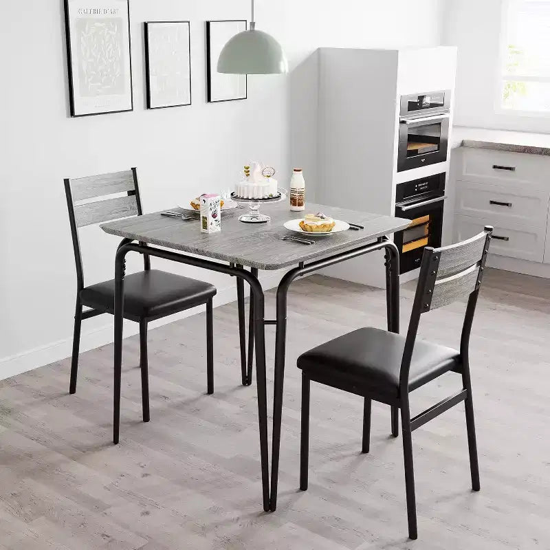 Set da Pranzo 3 Pezzi - Tavolo da Cucina Quadrato con Sedie Imbottite per 2, Set da Pranzo Moderno per Piccolo Appartamento