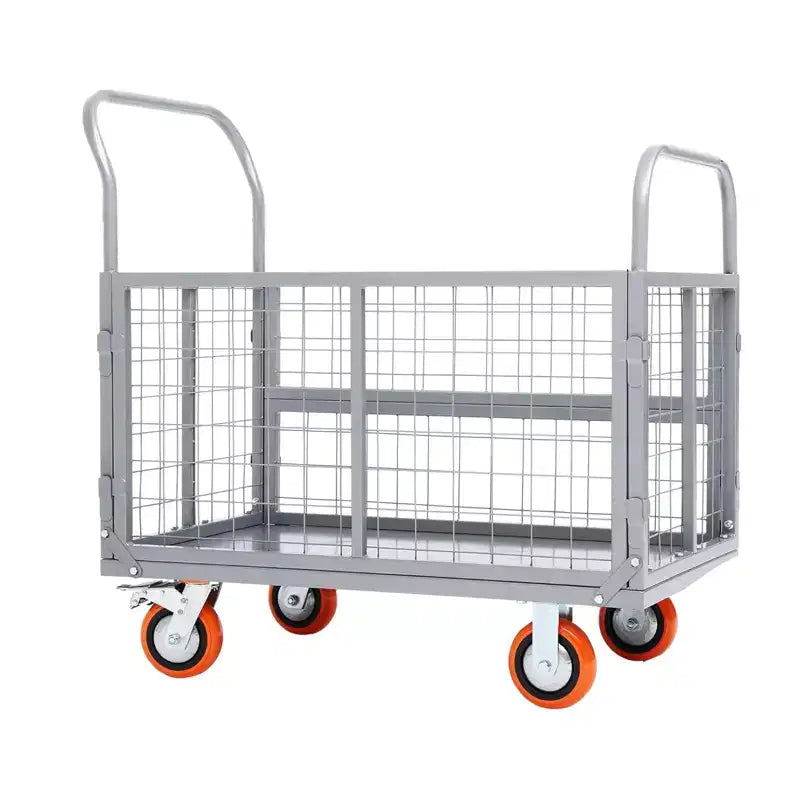 Carrello Piattaforma 2000 Libbre con Gabbia, Carrello a Mano Pieghevole 6 in 1 Resistente con Gabbia, Carrello Pieghevole Dolly