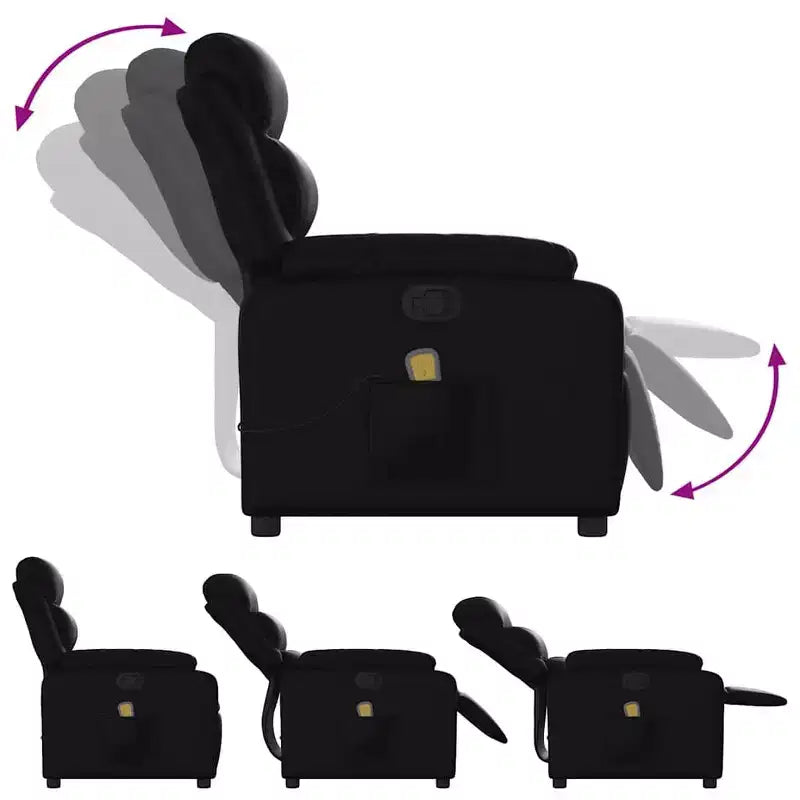 vidaXL Poltrona Massaggiante Reclinabile Regolabile Nera in Similpelle - Recliner Manuale Push Back