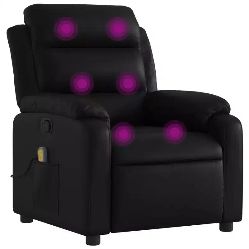 vidaXL Poltrona Massaggiante Reclinabile Regolabile Nera in Similpelle - Recliner Manuale Push Back