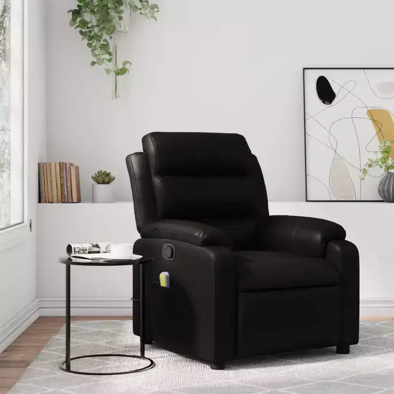 vidaXL Poltrona Massaggiante Reclinabile Regolabile Nera in Similpelle - Recliner Manuale Push Back