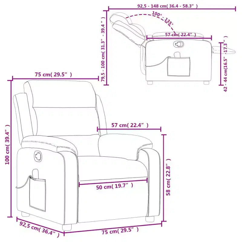 vidaXL Poltrona Massaggiante Reclinabile Regolabile Nera in Similpelle - Recliner Manuale Push Back