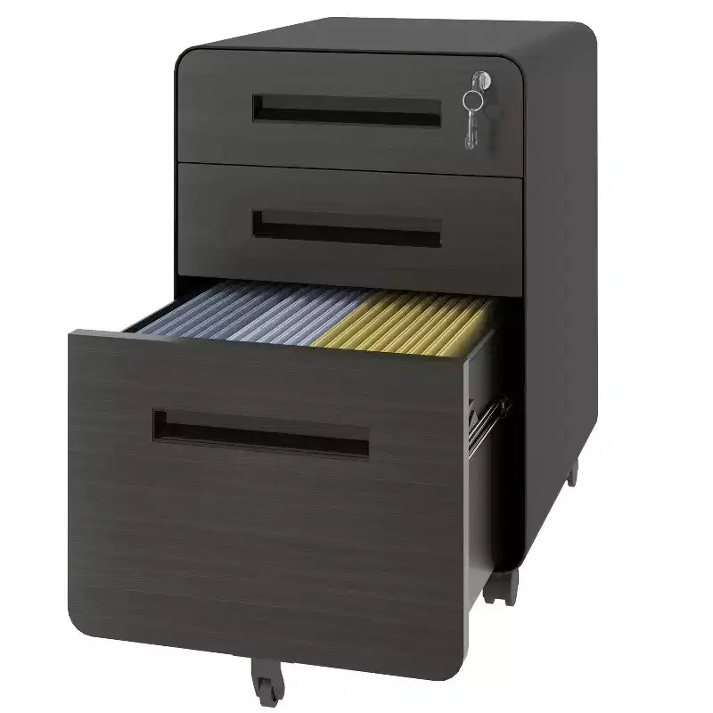 Classificatore mobile VIYET 23H con serratura - Tutto in acciaio, completamente assemblato, design antiribaltamento e ruote bloccabili, adatto per A4/Letter, per casa/ufficio (Nero)