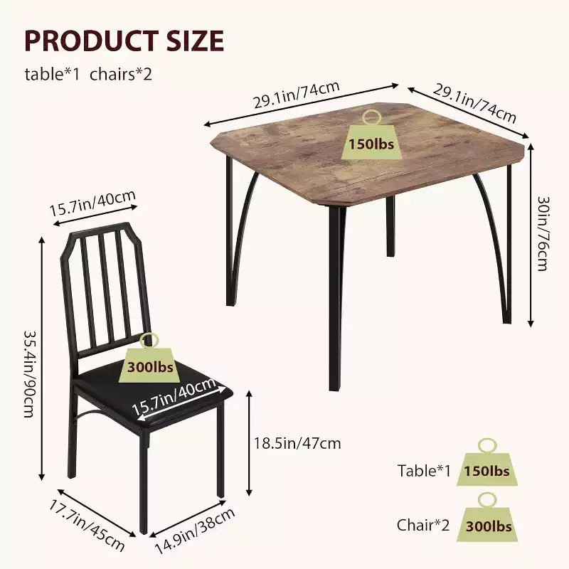 Set da pranzo per 2 con design salvaspazio, piano in vetro, seduta imbottita e design smussato, adatto