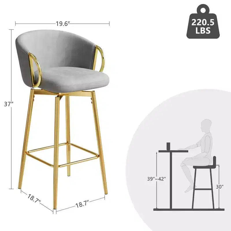 MAYEERTY Sedie da pranzo da 30 pollici, set da 2, sedie da bar girevoli in stile moderno con sgabelli alti per cucina, bar, ristoranti, beige grigio