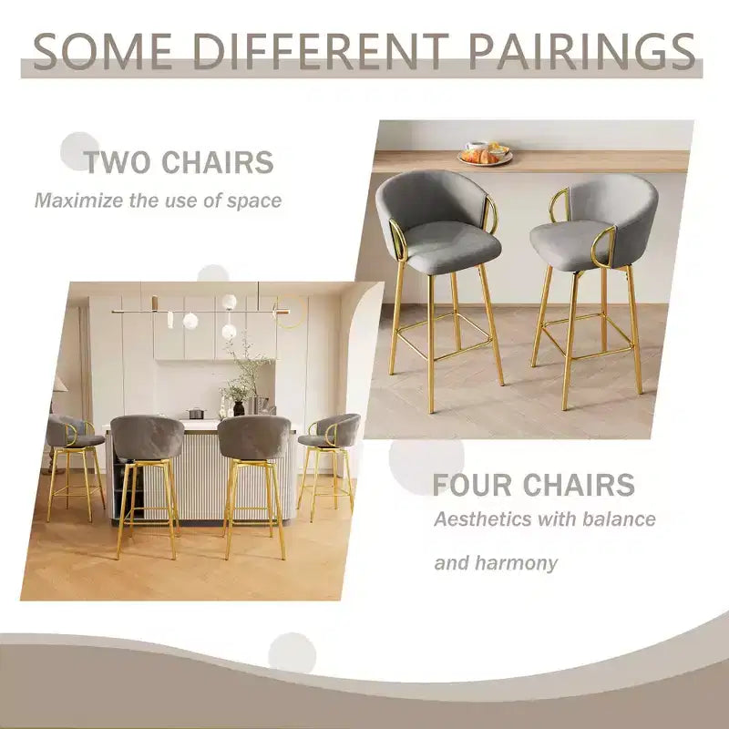 MAYEERTY Sedie da pranzo da 30 pollici, set da 2, sedie da bar girevoli in stile moderno con sgabelli alti per cucina, bar, ristoranti, beige grigio