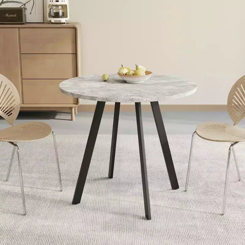 MAYEERTY Tavolino da caffè circolare moderno minimalista da 85 cm, trama cemento grigio per soggiorno