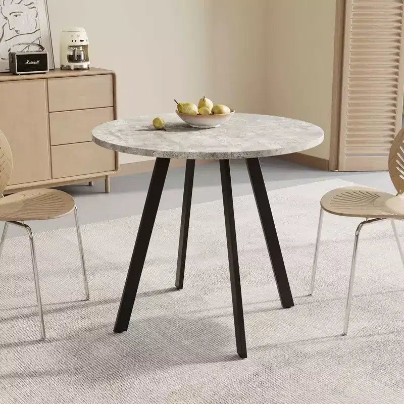 MAYEERTY Tavolino da caffè circolare moderno minimalista da 85 cm, trama cemento grigio per soggiorno