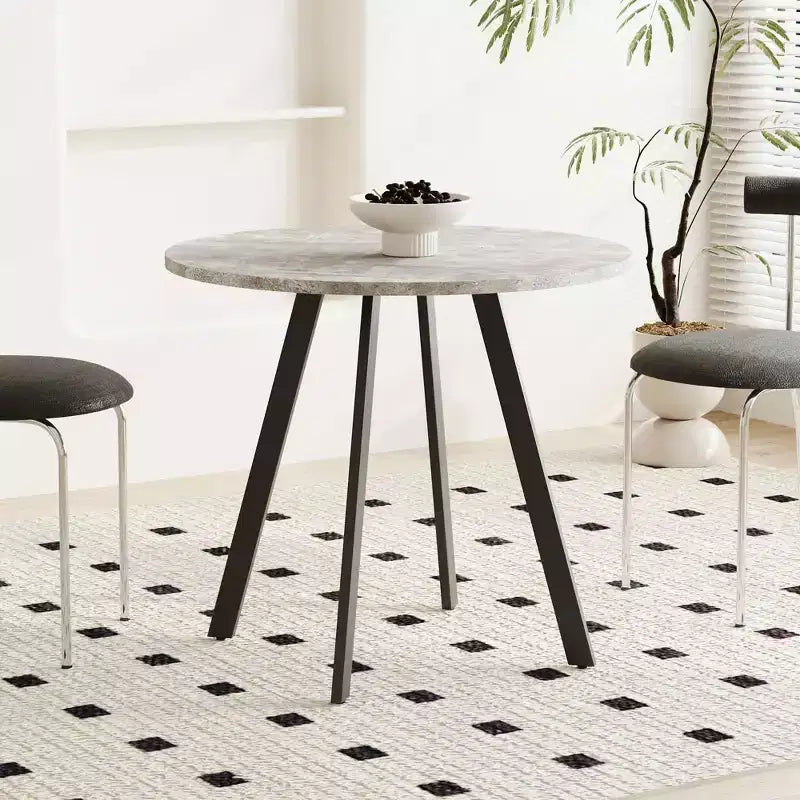 MAYEERTY Tavolino da caffè circolare moderno minimalista da 85 cm, trama cemento grigio per soggiorno