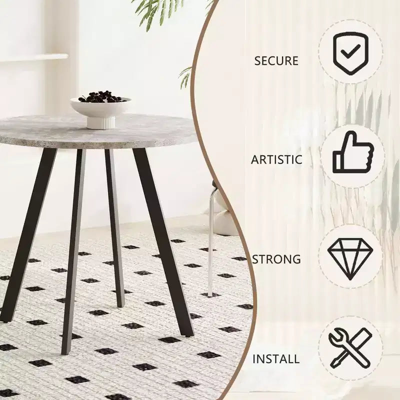 MAYEERTY Tavolino da caffè circolare moderno minimalista da 85 cm, trama cemento grigio per soggiorno