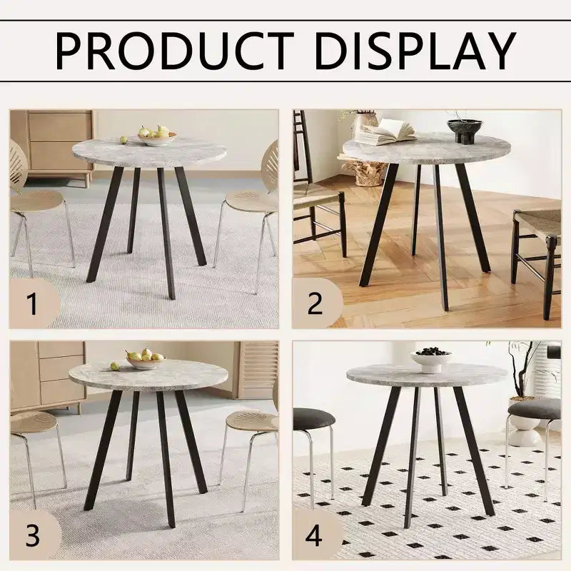MAYEERTY Tavolino da caffè circolare moderno minimalista da 85 cm, trama cemento grigio per soggiorno