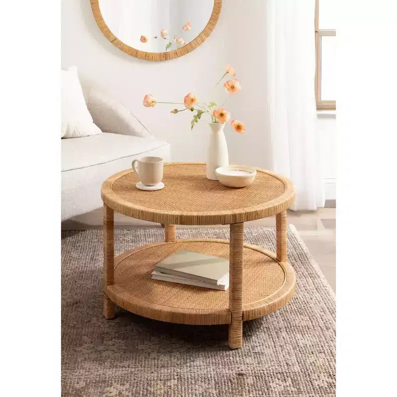 Tavolino rotondo in rattan Rafina di Kate and Laurel, 28x28x18, Naturale