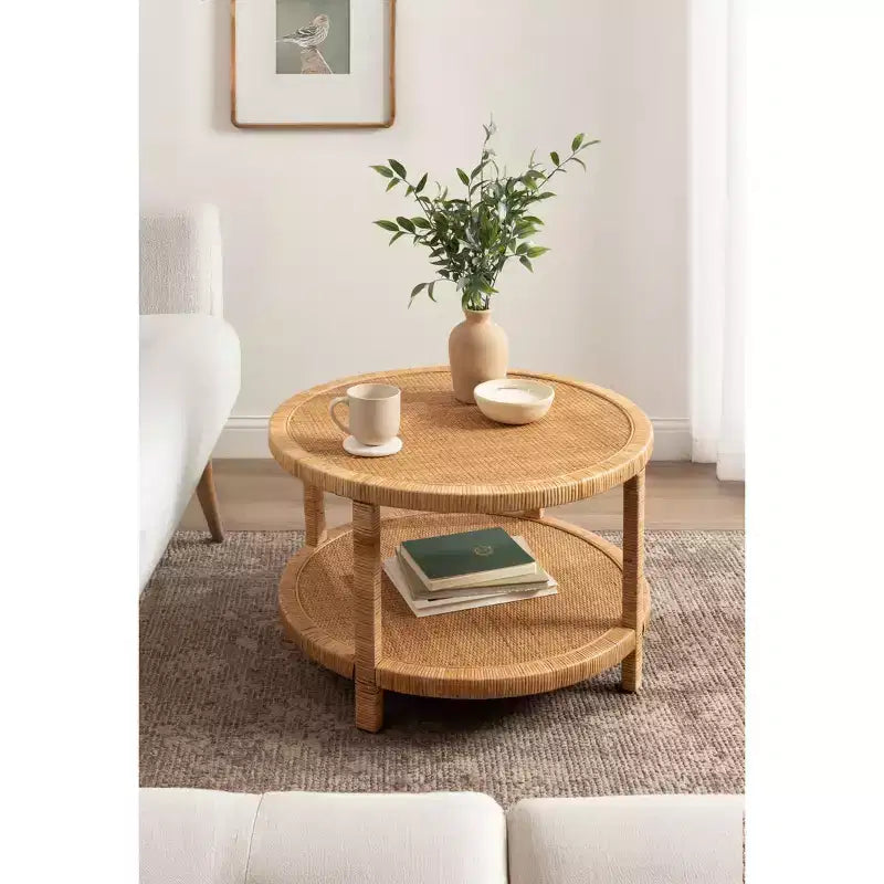 Tavolino rotondo in rattan Rafina di Kate and Laurel, 28x28x18, Naturale
