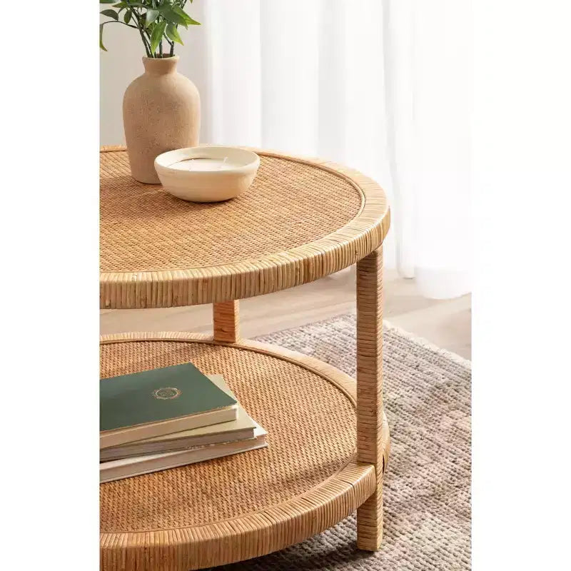 Tavolino rotondo in rattan Rafina di Kate and Laurel, 28x28x18, Naturale