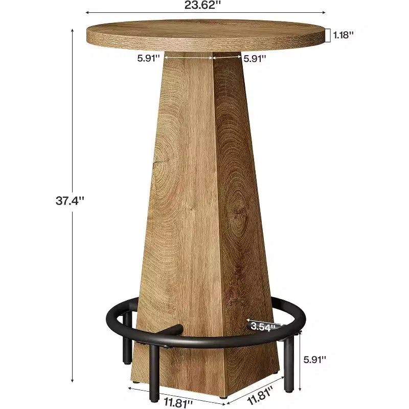 Tavolo Bar Lantine, Tavolo Rotondo da Pub Alto 95 cm per Piccoli Bar, Sala da Pranzo, Cucina, Colore Legno (Solo Tavolo)