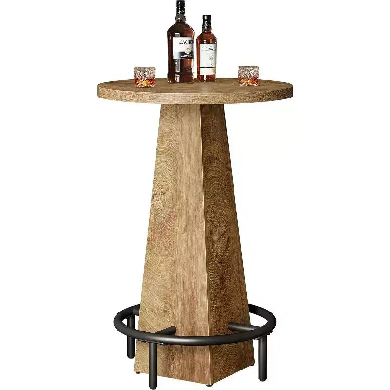 Tavolo Bar Lantine, Tavolo Rotondo da Pub Alto 95 cm per Piccoli Bar, Sala da Pranzo, Cucina, Colore Legno (Solo Tavolo)