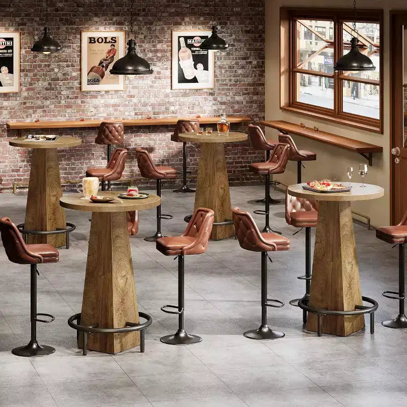 Tavolo Bar Lantine, Tavolo Rotondo da Pub Alto 95 cm per Piccoli Bar, Sala da Pranzo, Cucina, Colore Legno (Solo Tavolo)