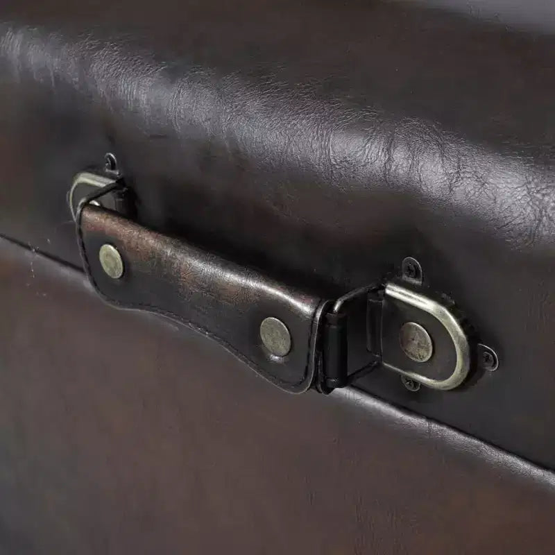 vidaXL Panchi contenitori 3 pz Marrone scuro in legno massello di pino e similpelle